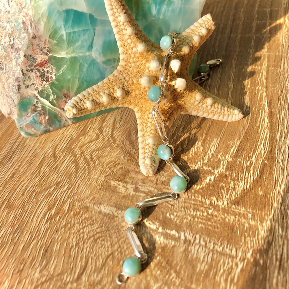 Larimar bracelet and stud earrings set